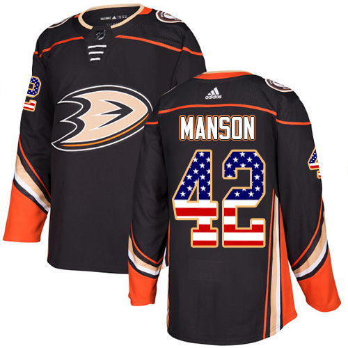 Adidas Ducks #42 Josh Manson Black Home Authentic USA Flag Stitched NHL Jersey - Click Image to Close